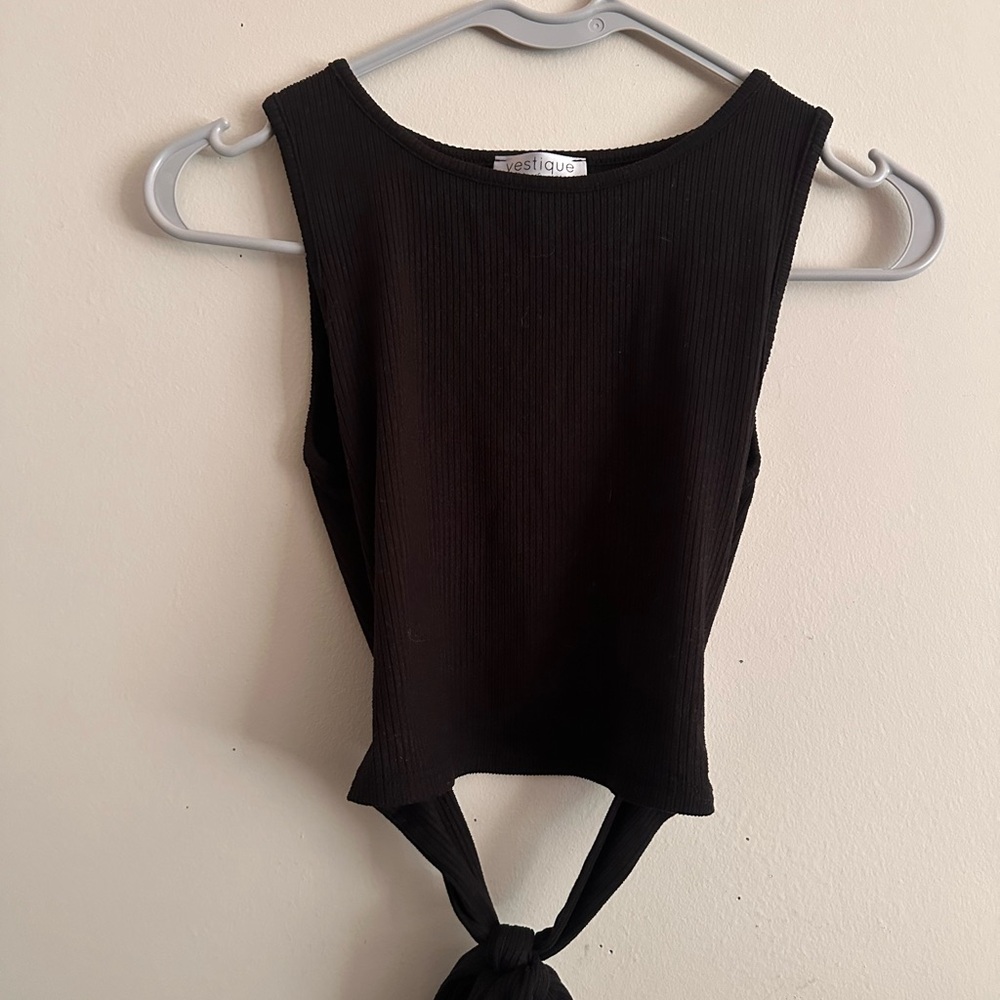 Black Tie Back Tank Top
